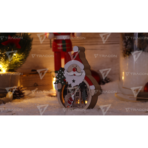 Decor de Crăciun cu LED,Moș Crăciun, cu baterii Timer 6+18h,3LED, 3000K, 2xAAA