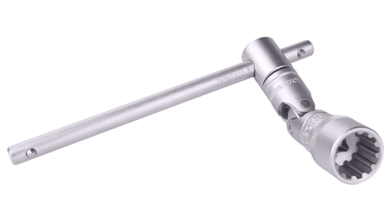 Șurubelniță univers. cu clichet, mâner în T și set de biți 19 bit